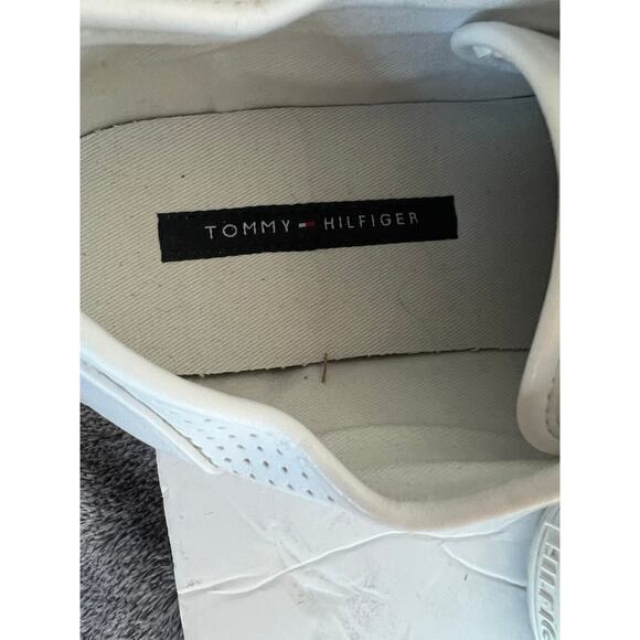 Tommy Hilfiger Classic Tennis Vegan White Gold Low Top Sneaker Shoes Sz 8.5M - Picture 10 of 11